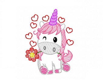 Unicorn embroidery design - 4 sizes Instant Download