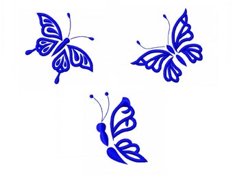 Butterfly embroidery design, pack embroidery design butterfly - 3 designs Instant download