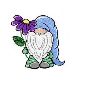 Spring gnome embroidery design - 4 sizes Instant Download