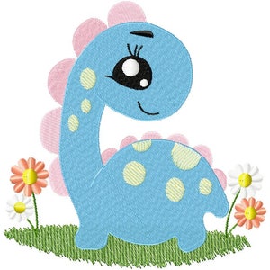 Cartoon dinosaur tyrannosaurus  embroidery design, dino embroidery design - 6 sizes Instant Download