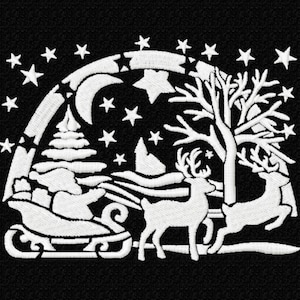 Winter landscape embroidery design  -4 sizes Instant Download