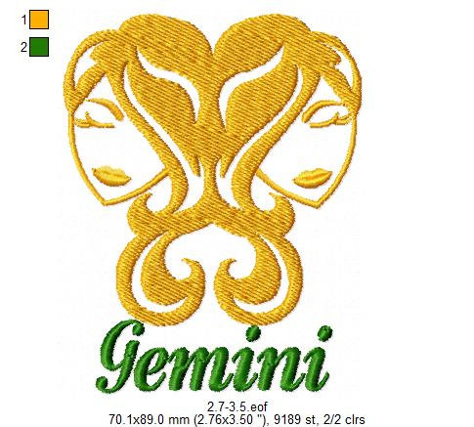 Zodiac sign gemini embroidery design 4 sizes instant  etsy