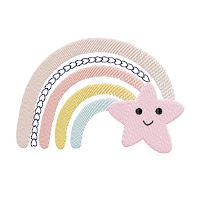 Rainbow embroidery design - 4 sizes Instant Download