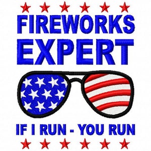 4th of july USA embroidery design fireworks expert - 5 sizes Instant Download