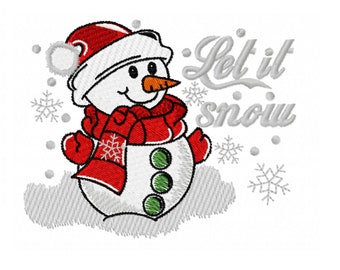 Snowman embroidery design - 4 sizes Instant Download