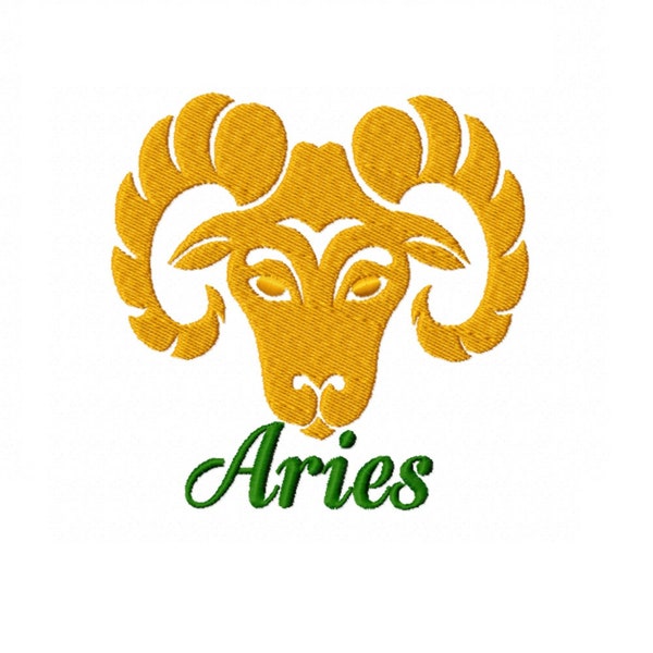 Zodiac sign Aries embroidery design - 4 sizes Instant Download
