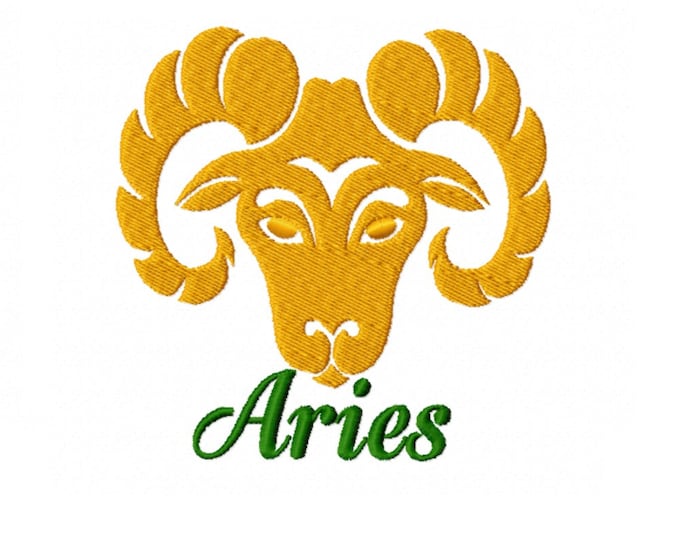 Zodiac sign Aries embroidery design - 4 sizes Instant Download