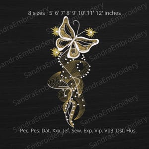 Magic buttefly on a black background embroidery design - 8 sizes Instant Download