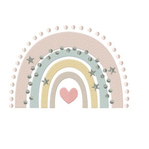 Rainbow boho embroidery design - 5 sizes Instant Download