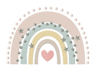 Rainbow boho embroidery design - 5 sizes Instant Download