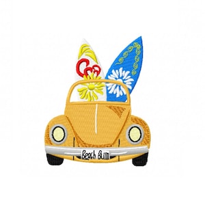Summer car embroidery design - 4 sizes Instant download
