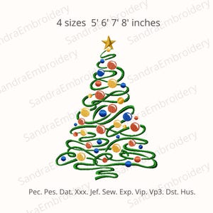 Merry Christmas tree embroidery design -4 sizes Instant Download
