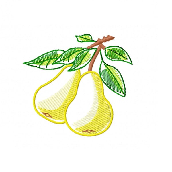Pear embroidery design - 5 sizes Instant download