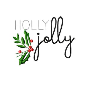 Christmas holly jolly embroidery design - 5 sizes Instant Download
