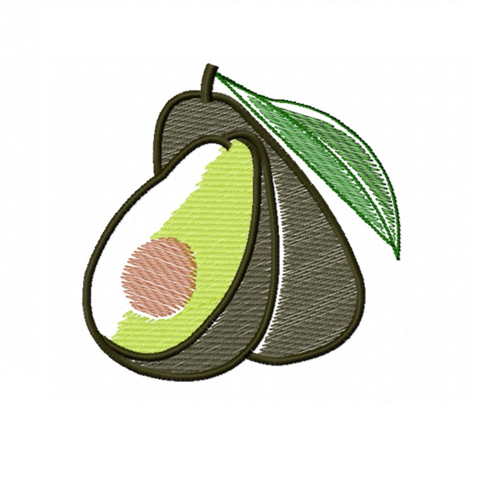 Avocado embroidery design 5 sizes Instant download | Etsy