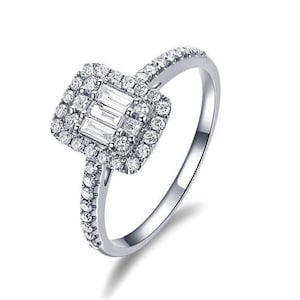 925 Sterling Silver Baguette Stone Women&#39;s Ring
