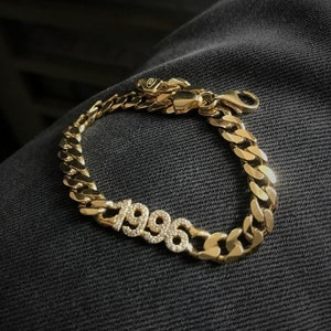 925 Pulsera de nombre y número de piedra de plata hs79e5