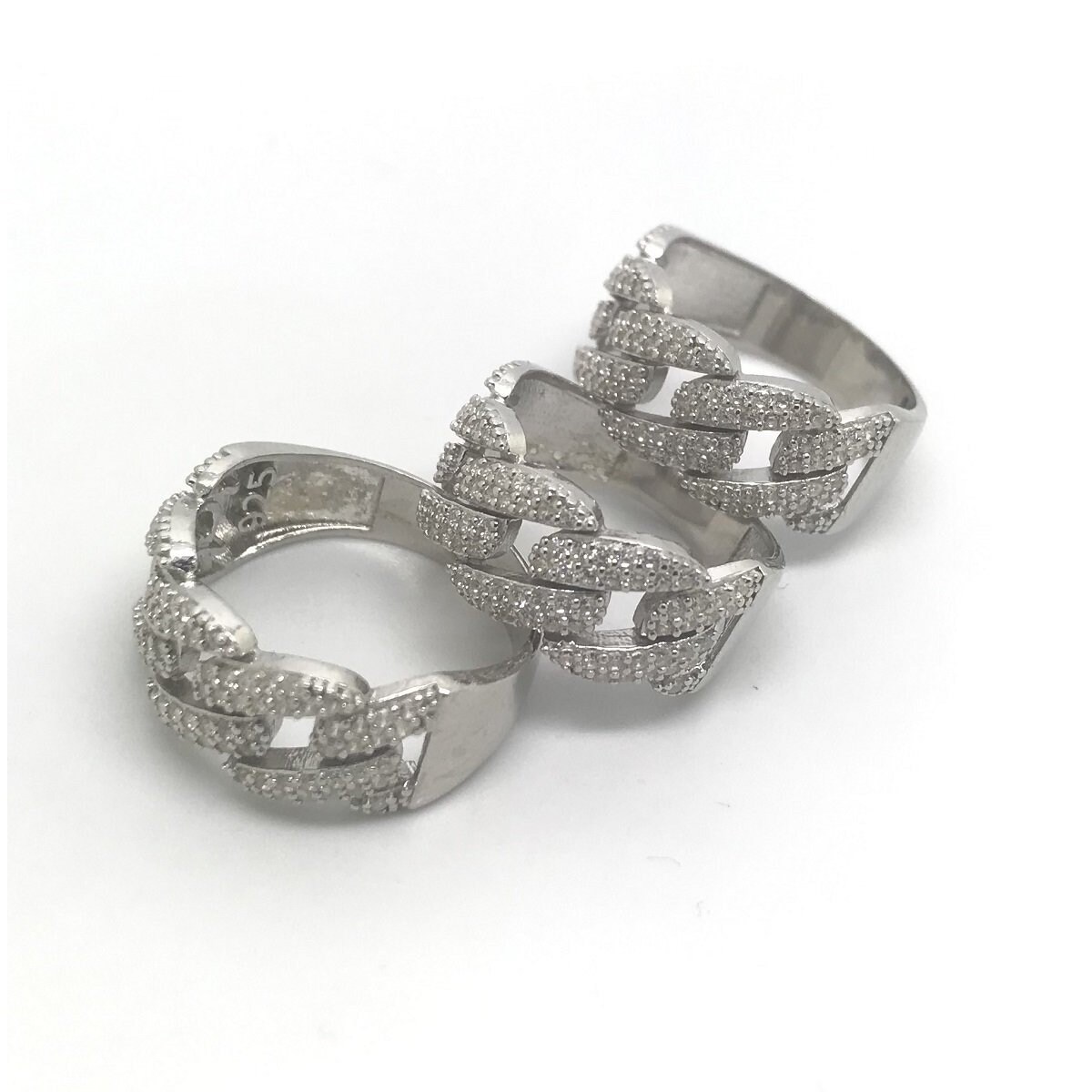 925 Sterling Silver Stone Gourmet Chain Ring - Etsy 925 Sterling Silver Stone Gourmet Chain Ring - Etsy