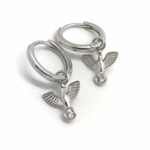 925 Sterling Silver Bird Model Hoop Earrings