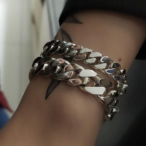 Pulsera de plata de ley 925 con cadena de eslabones cubanos hecha a mano, pulsera de amor kara para, pulsera de dinero negro