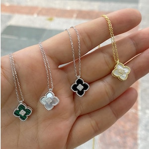 925 Silver Gold Plated Cleef Model necklace, Women's Elegant Silver necklace, clover model necklace