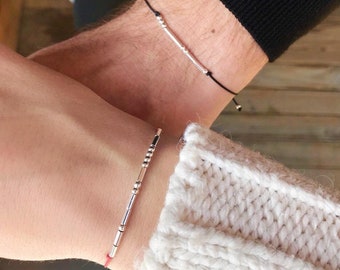 925 sterling silver Morse code Bracelet, Couples Morse Code Bracelet, Personalized Bracelet, Best Friend Gift, Secret Message