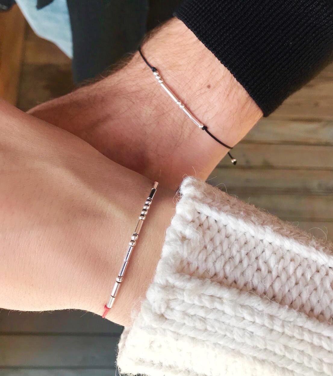 Braccialetti Con Codice Morse Always And Forever Per Donna Perline In Argento Sterling S925 Set Di Braccialetti Per Coppie Braccialetti Abbina~p121904933