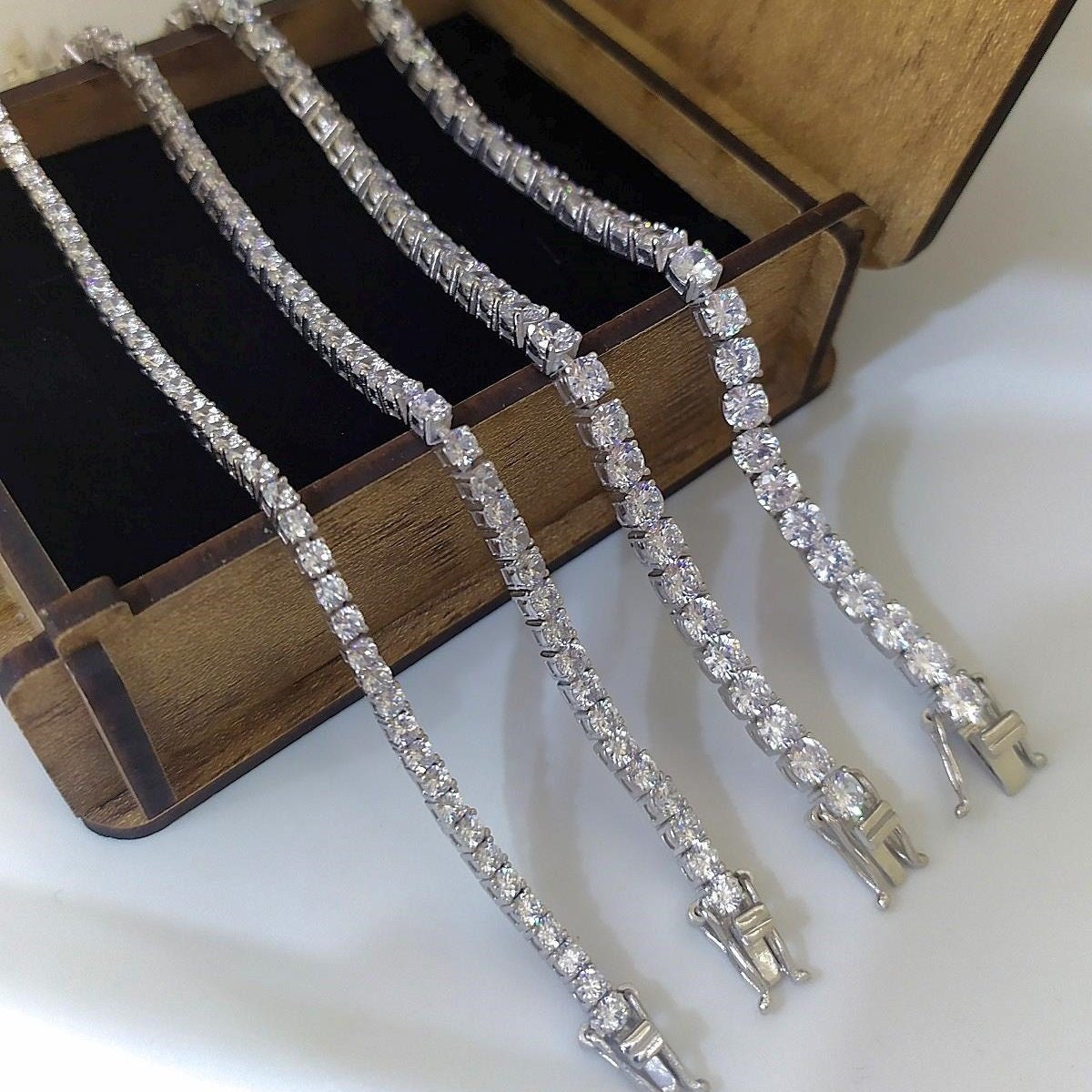 925 Sterling Silver Bracelet With Tennis Link Stone - Etsy