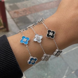Bracelet 3 trèfles en argent 925, bracelet en argent élégant pour femme, bracelet Cleef pour femme