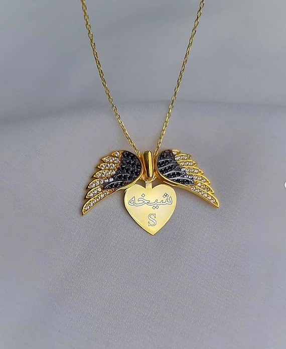 OLIVIA 18K Gold Heart Necklace, Angel Wings Heart, Gold Filled Heart  Necklace, Open Heart Chain Necklace, Hollow Heart Necklace - Etsy