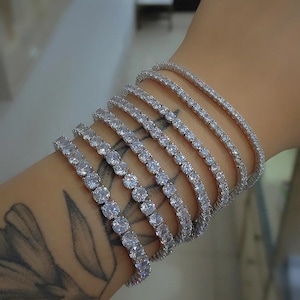 925 sterling silver bracelet with tennis link stone