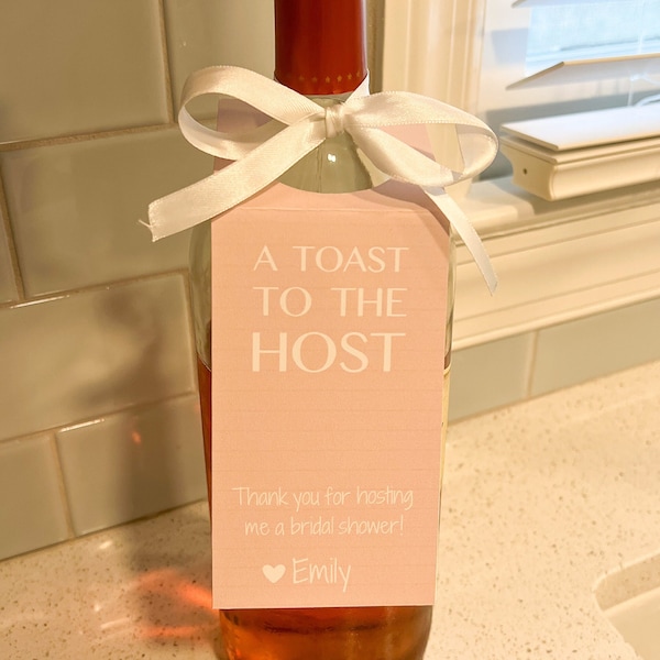 Wine Bottle Tag - Hostess Gift - A Toast to the Host - Bottle Gift Tag - Wedding Gift - Host Gift - Bridal Shower - Baby Shower - SET OF 4
