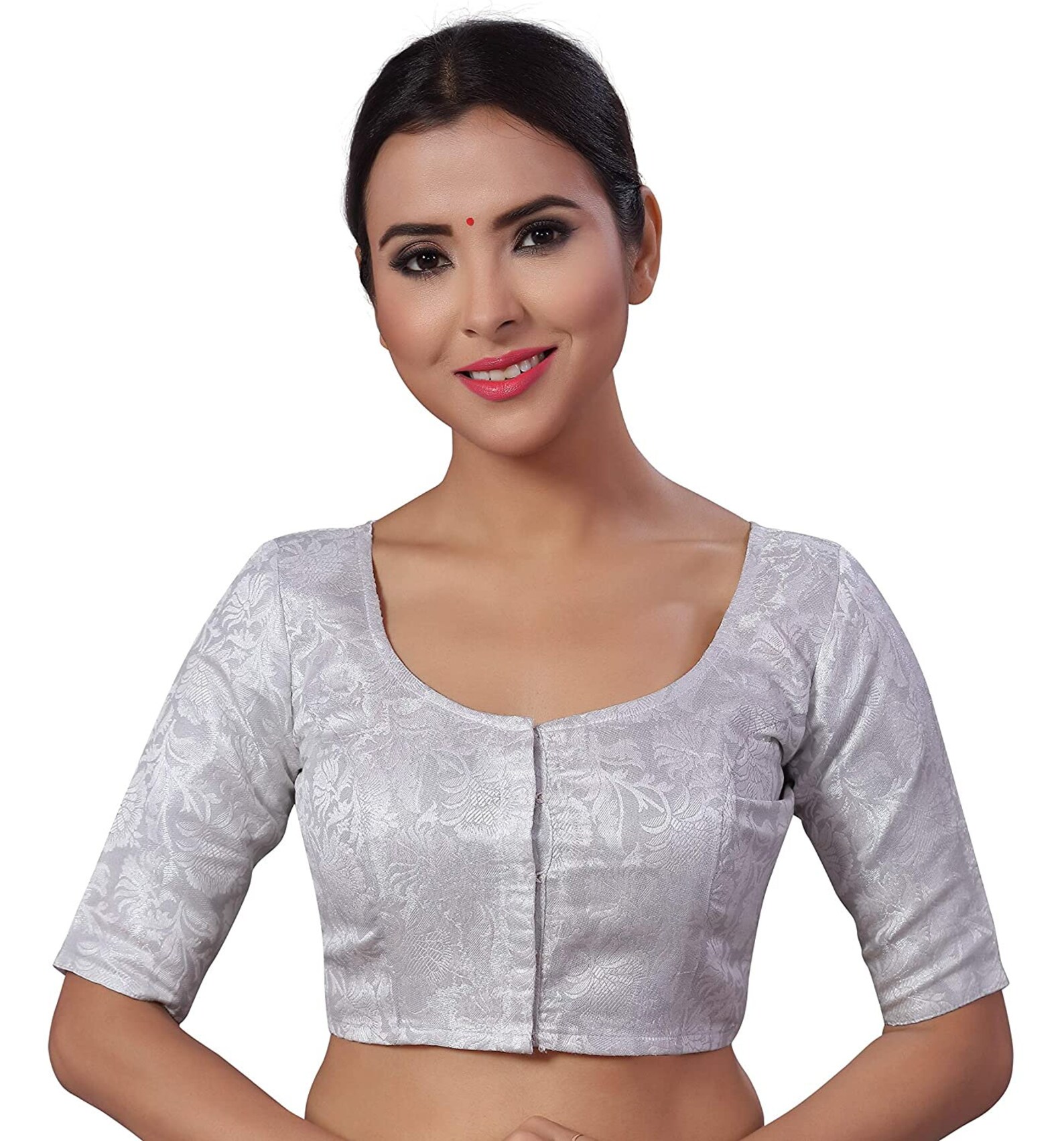 black and silver brocade blouse