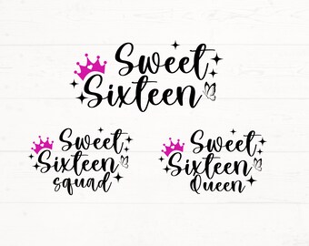 スウィート シックスティーン SVG、スウィーン シックスティーン Png、16 歳の誕生日 SVG、16 歳の誕生日 SVG、スウィート 16 チーム SVG、16 歳の女王 SVG
