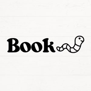 May include: Black and white logo for Bookworm, a book-themed brand. The logo features the word "Book" in a bold, stylized font and a cartoon worm with a smiling face.