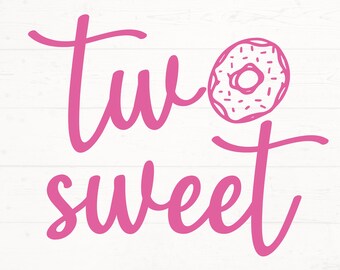 Two Sweet Donut SVG cut file, 2nd Second birthday SVG, Sprinkled donut PNG, 2 years old girl Birthday party, Donut birthday design