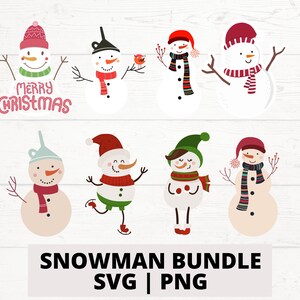 Snowman SVG, Snowman PNG, Snowman Bundle Cut Files, Christmas Design Cut File, Holiday Design, Winter Design Cut Files