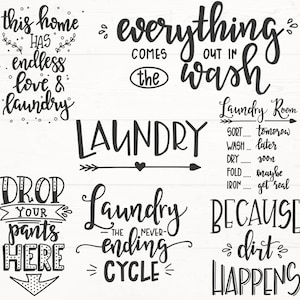 Wäsche Wäsche Bundle, Waschküche Zeichen SVG, Dxf Eps Png, Waschen und Trocknen SVG, Wäsche Schild Designs, Bauernhaus SVG