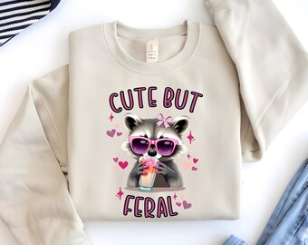 Cute But Feral Png, Cute But Feral Sublimation Png, Trendy Girly Shirt Design Png, Cutesy Girl Shirt Design Png