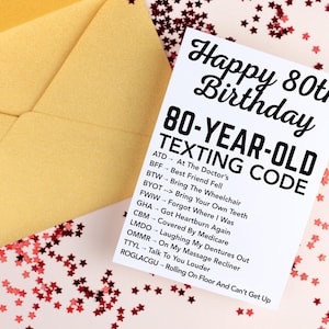 Funny 80th Birthday Texting Code – Gag Gift Digital Design (SVG, PNG, PDF)