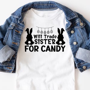 Ich tausche Bruder gegen Candy SVG, tausche Schwester gegen Candy SVG, lustiges Ostergeschwister-Shirt-Svg, Ostern-Shirt-Design