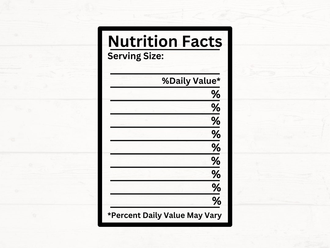 Blank Nutrition Facts SVG Nutrition Facts Template PNG Blank Label Template Nutrition Table