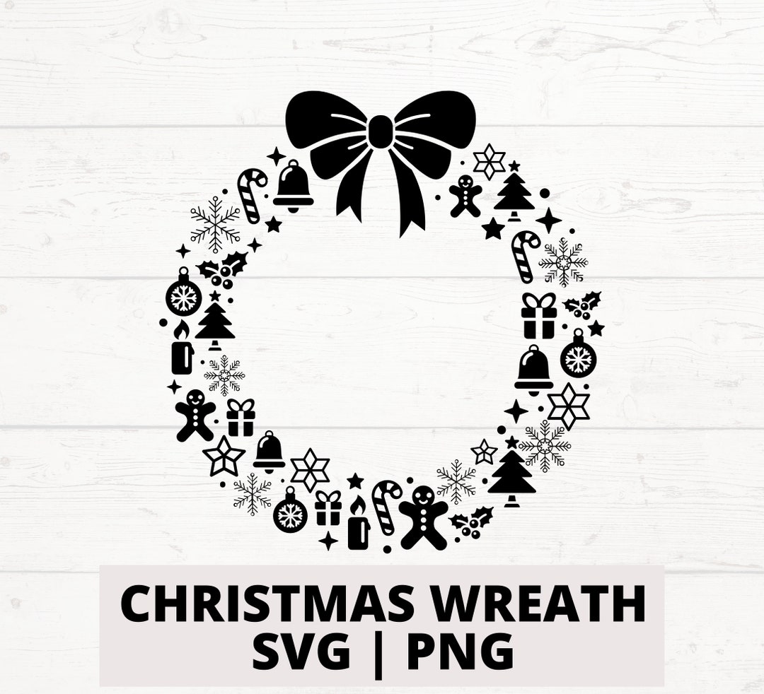 Christmas Wreath SVG, Wreath PNG, Christmas Design Cut File, Holiday Wreath SVG Etsy