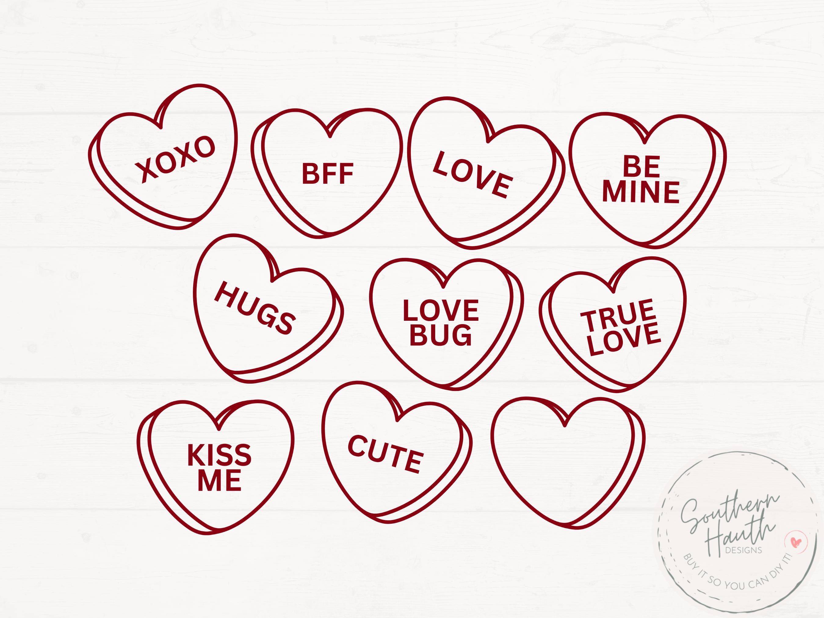 Candy Heart Svg, Candy Hearts Png, Valentines Day Svg, Valentine Svg ...