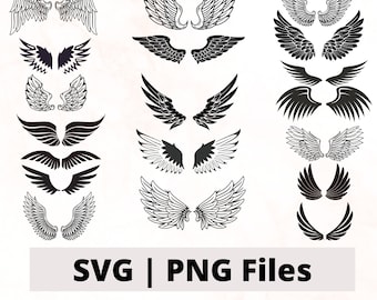 Wing Clipart Bundle, Angel Wings SVG, PNG (Digital Download)
