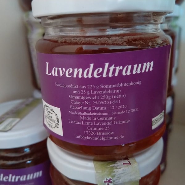 Lavendeltraum 250g (Honig mit Lavendel) aus der Uckermark