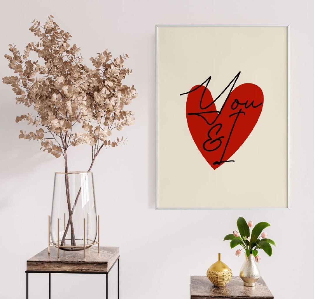 Romantic Wall Art, Valentines Day Wall Art, Beige Minimalist Heart