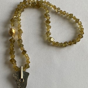 Peridot necklace with pendant. Silver/gold pendant. Peridot necklace with gold clasp 750/gold