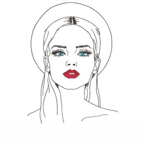 Beautiful Woman Embroidery Design, 4 sizes, Instant Download