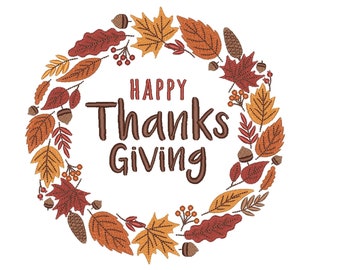 Thanksgiving Embroidery Design, Fall Embroidery Design, Autumn Leaves Embroidery Design, 5 sizes, Instant Download